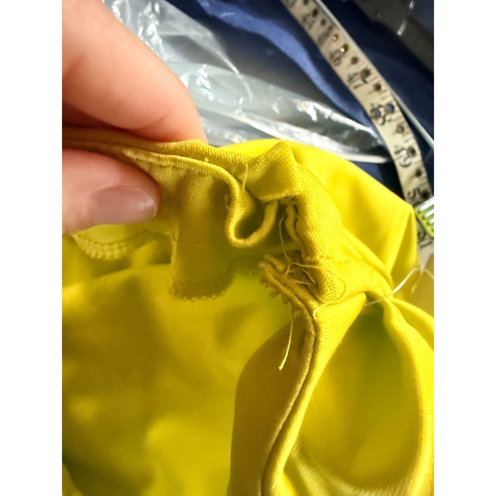 FORE Fringed Midi Skirt Lime Green Asymmetrical Draped Size Large - Picture 7 of 7